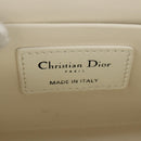 Christian Dior Canage Caro Shoulder Bag Lamb Skin White Silver Auth 185922SM-24