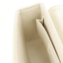 Christian Dior Canage Caro Shoulder Bag Lamb Skin White Silver Auth 185922SM-26