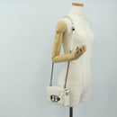 Christian Dior Canage Caro Shoulder Bag Lamb Skin White Silver Auth 185922SM-28