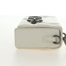 Christian Dior Canage Caro Shoulder Bag Lamb Skin White Silver Auth 185922SM-4