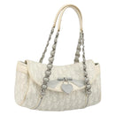 Christian Dior Trotter Canvas Romantic Hand Bag PVC White Silver Auth 185924A-1