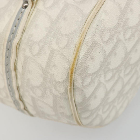 Christian Dior Trotter Canvas Romantic Hand Bag PVC White Silver Auth 185924A
