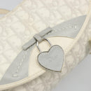 Christian Dior Trotter Canvas Romantic Hand Bag PVC White Silver Auth 185924A-15