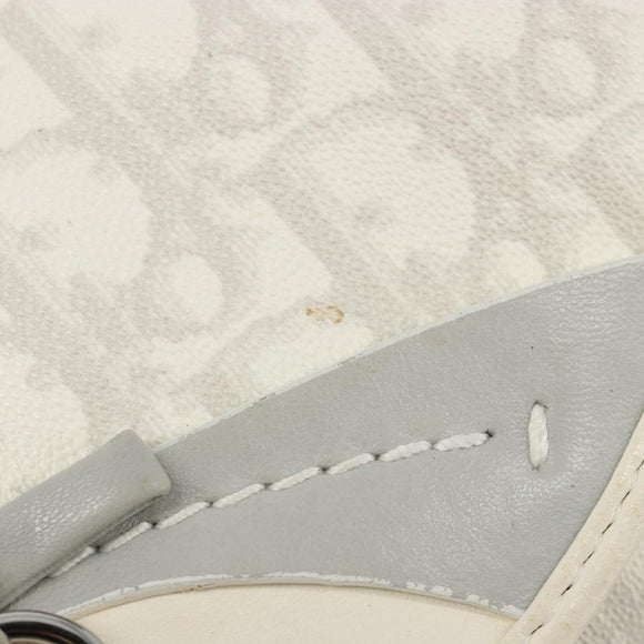 Christian Dior Trotter Canvas Romantic Hand Bag PVC White Silver Auth 185924A