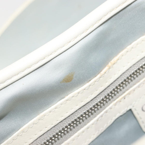 Christian Dior Trotter Canvas Romantic Hand Bag PVC White Silver Auth 185924A