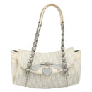 Christian Dior Trotter Canvas Romantic Hand Bag PVC White Silver Auth 185924A-2
