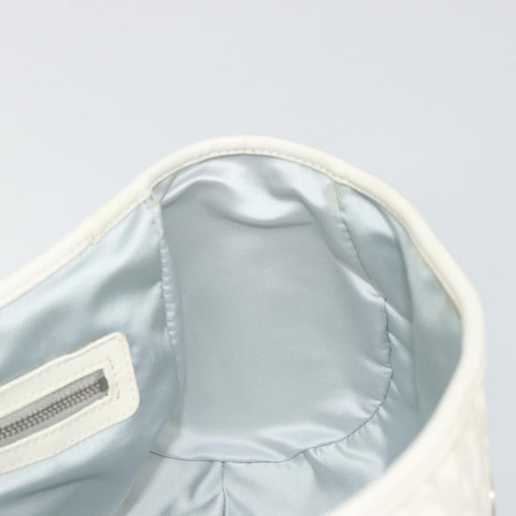 Christian Dior Trotter Canvas Romantic Hand Bag PVC White Silver Auth 185924A