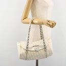 Christian Dior Trotter Canvas Romantic Hand Bag PVC White Silver Auth 185924A-26