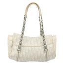 Christian Dior Trotter Canvas Romantic Hand Bag PVC White Silver Auth 185924A-3