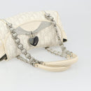 Christian Dior Trotter Canvas Romantic Hand Bag PVC White Silver Auth 185924A-7