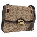 CELINE C Sulky Horse Carriage Shoulder Bag Canvas Beige Gold Auth 185927A-1