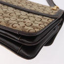 CELINE C Sulky Horse Carriage Shoulder Bag Canvas Beige Gold Auth 185927A-13