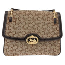 CELINE C Sulky Horse Carriage Shoulder Bag Canvas Beige Gold Auth 185927A-2