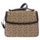 CELINE C Sulky Horse Carriage Shoulder Bag Canvas Beige Gold Auth 185927A-3