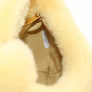 BOTTEGAVENETA Hand Pouch Fur Yellow Gold Auth 185930SM-20