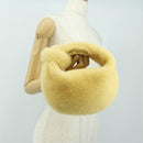 BOTTEGAVENETA Hand Pouch Fur Yellow Gold Auth 185930SM-21