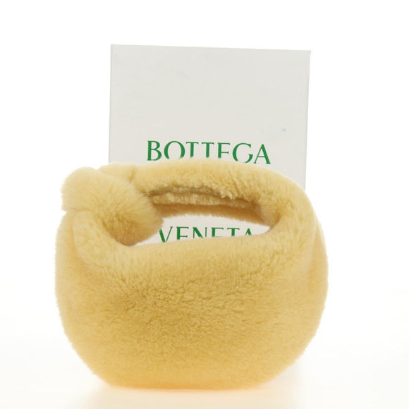 BOTTEGAVENETA Hand Pouch Fur Yellow Gold Auth 185930SM