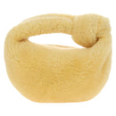 BOTTEGAVENETA Hand Pouch Fur Yellow Gold Auth 185930SM-2