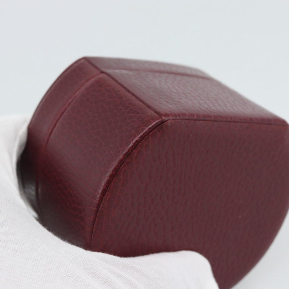 CARTIER Jewelry Box Leather Bordeaux Gold Auth 185932V