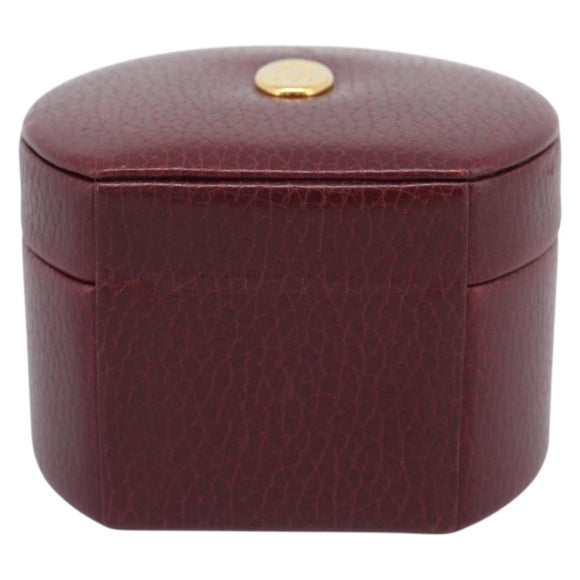 CARTIER Jewelry Box Leather Bordeaux Gold Auth 185932V