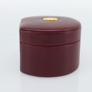 CARTIER Jewelry Box Leather Bordeaux Gold Auth 185932V-3