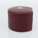 CARTIER Jewelry Box Leather Bordeaux Gold Auth 185932V-4