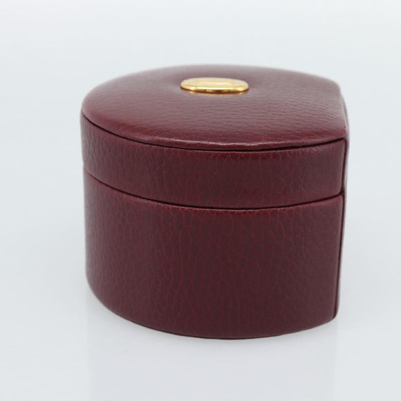 CARTIER Jewelry Box Leather Bordeaux Gold Auth 185932V
