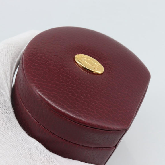 CARTIER Jewelry Box Leather Bordeaux Gold Auth 185932V