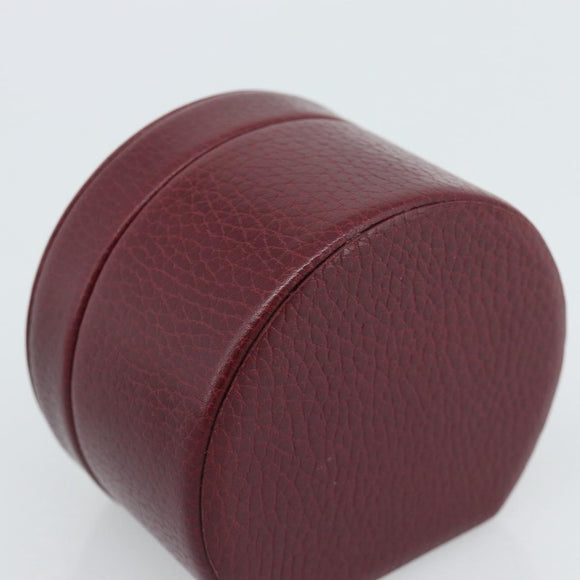CARTIER Jewelry Box Leather Bordeaux Gold Auth 185932V