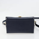 Christian Dior Shoulder Bag Leather 2way Blue Gold Auth 185936A-5