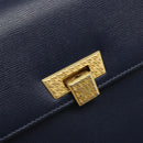 Christian Dior Shoulder Bag Leather 2way Blue Gold Auth 185936A-19