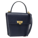 Christian Dior Shoulder Bag Leather 2way Blue Gold Auth 185936A-1