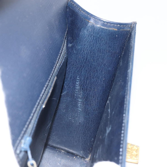 Christian Dior Shoulder Bag Leather 2way Blue Gold Auth 185936A