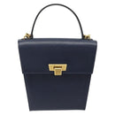 Christian Dior Shoulder Bag Leather 2way Blue Gold Auth 185936A-13