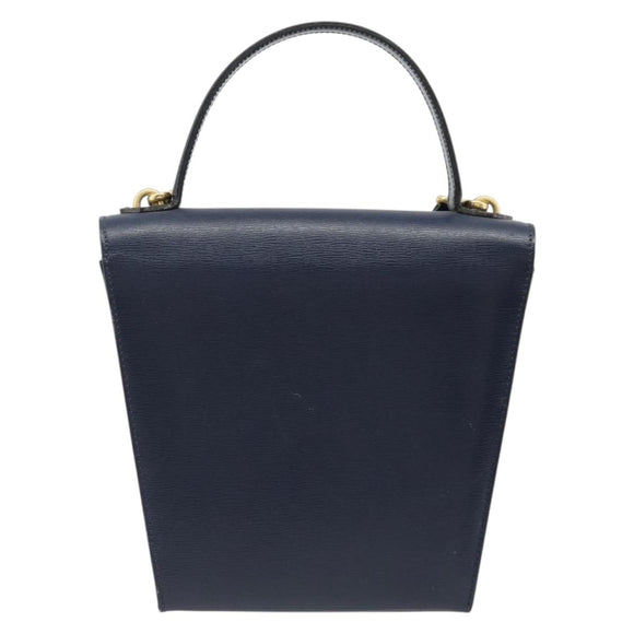 Christian Dior Shoulder Bag Leather 2way Blue Gold Auth 185936A