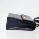 Christian Dior Shoulder Bag Leather 2way Blue Gold Auth 185936A-3