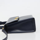Christian Dior Shoulder Bag Leather 2way Blue Gold Auth 185936A-4
