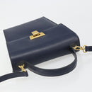 Christian Dior Shoulder Bag Leather 2way Blue Gold Auth 185936A-6
