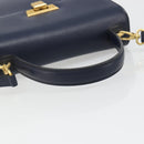 Christian Dior Shoulder Bag Leather 2way Blue Gold Auth 185936A-7