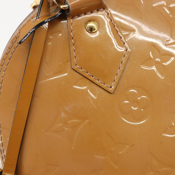 LOUIS VUITTON Monogram Vernis Alma BB Bag 2way Beige Poodle M91752 Auth 185938