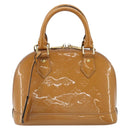 LOUIS VUITTON Monogram Vernis Alma BB Bag 2way Beige Poodle M91752 Auth 185938-13
