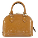 LOUIS VUITTON Monogram Vernis Alma BB Bag 2way Beige Poodle M91752 Auth 185938-2