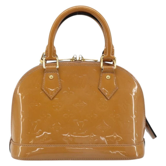 LOUIS VUITTON Monogram Vernis Alma BB Bag 2way Beige Poodle M91752 Auth 185938