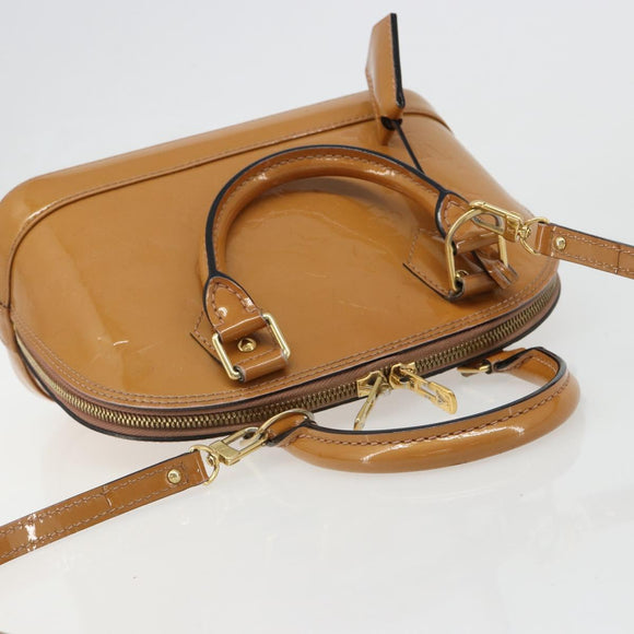 LOUIS VUITTON Monogram Vernis Alma BB Bag 2way Beige Poodle M91752 Auth 185938