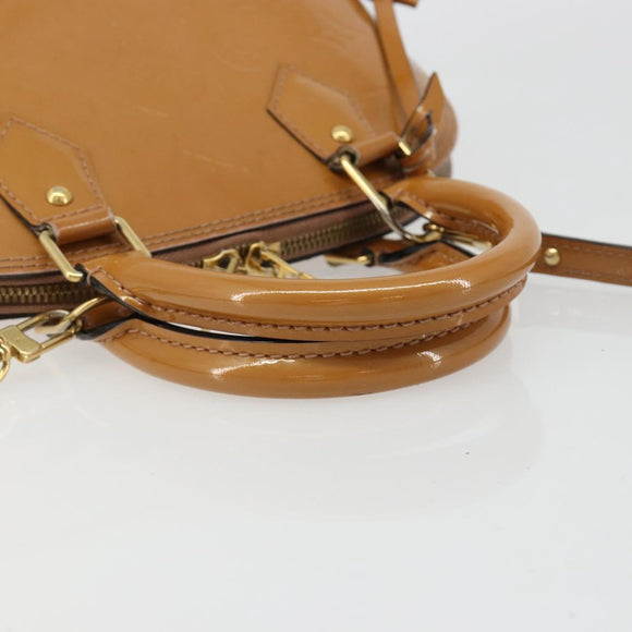 LOUIS VUITTON Monogram Vernis Alma BB Bag 2way Beige Poodle M91752 Auth 185938
