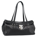 PRADA Hand Bag Leather Black Silver Auth 185946SAV-1