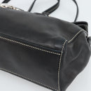 PRADA Hand Bag Leather Black Silver Auth 185946SAV-15