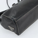 PRADA Hand Bag Leather Black Silver Auth 185946SAV-16