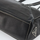 PRADA Hand Bag Leather Black Silver Auth 185946SAV-17