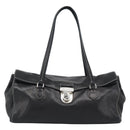 PRADA Hand Bag Leather Black Silver Auth 185946SAV-13